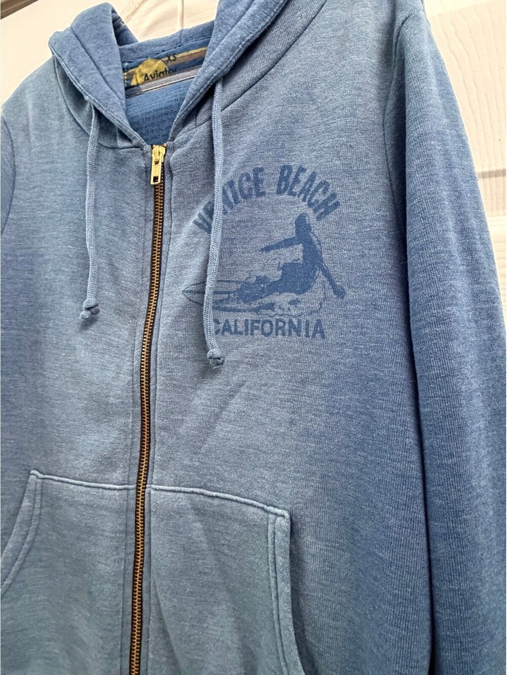 Aviator Nation Venice Surfer Full Zip Hoodie Faded Water XS - Picture 4 of 5